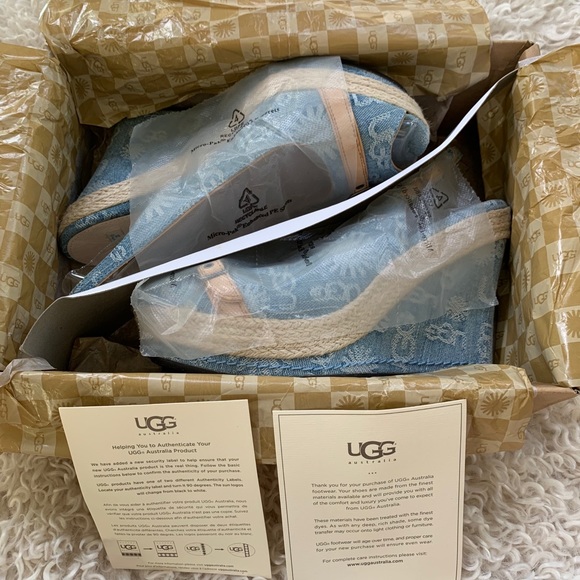 Deadstock UGG “Noella” Blue Rope Trim Wedges SZ 10 - Picture 4 of 5